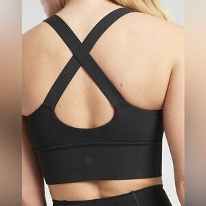Athleta Warrior Longline Sports Bra Black Crossback – Size S